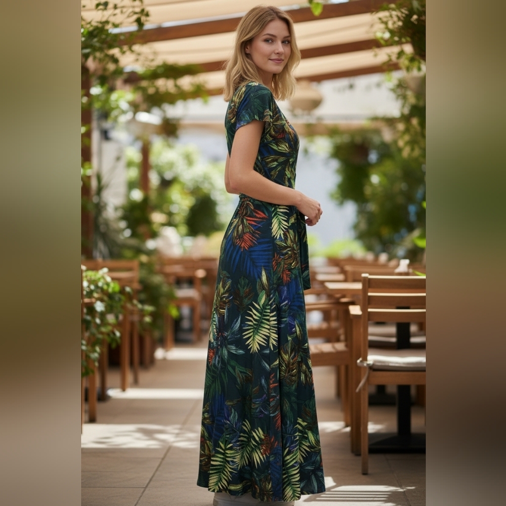 Tropical Print Maxi Dress